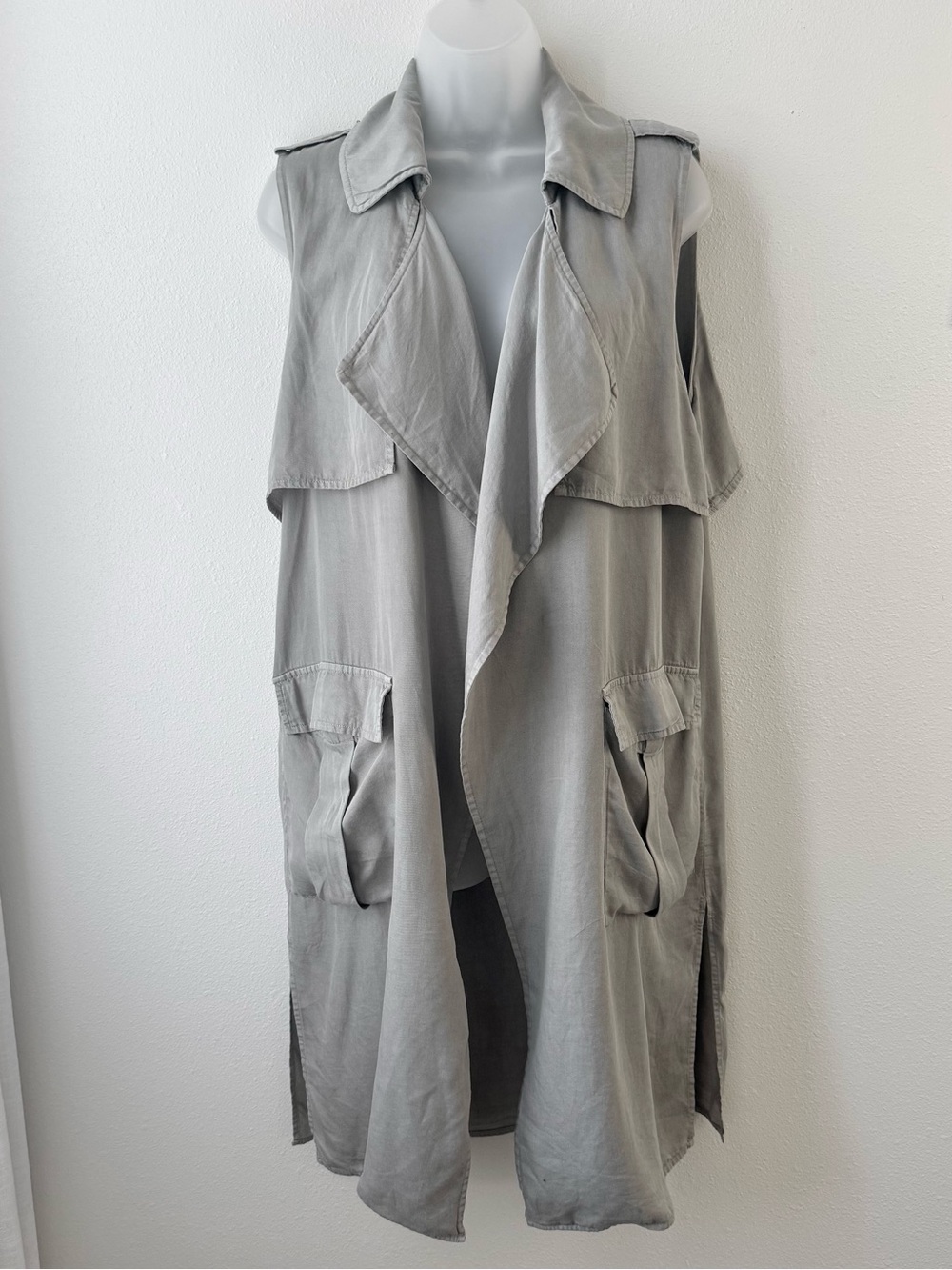 W118 by Walter Baker Gray Lyocell Draped Cargo Duster Vest